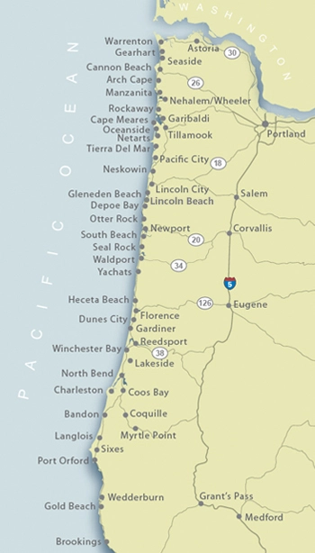 Map Of The Oregon Coast Oregon Coast Map Of Our Vacation Rental Locations